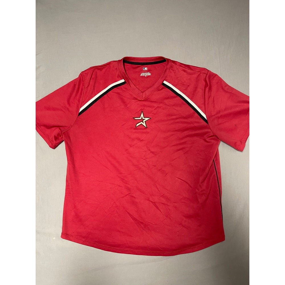 Houston Astros MLB Jersey Shirt Red V-Neck Star Logo Mens XL Short Sleeve